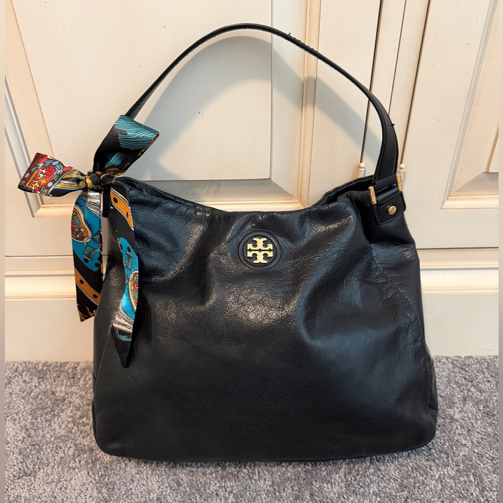 Tory Burch Black Leather Hobo Bag